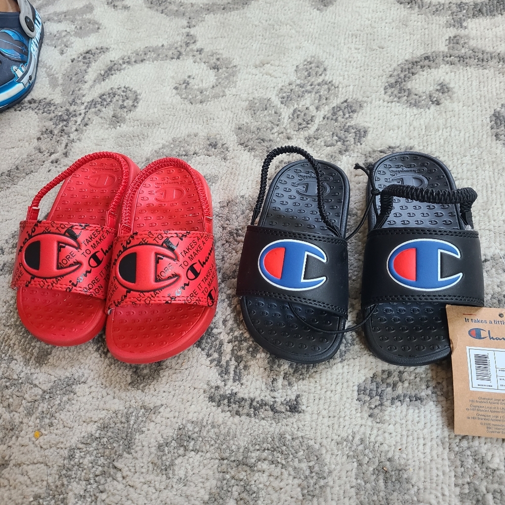 2 pairs champion slides 7 toddler